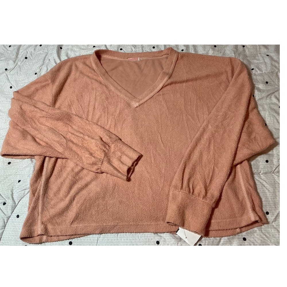 FP‎ Movement Oversized V-Neck Pullover Top Peach Coral womens large